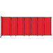 A red Versare StraightWall wall-mounted room divider.