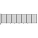 A clear poly wall-mounted room divider with black and white lines.