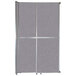 A Versare Cloud Gray fabric panel with silver metal frame.