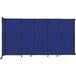 A blue rectangular Versare StraightWall room divider with black trim.