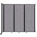A Versare Cloud Gray wall-mounted room divider with black frames.