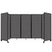 A Versare charcoal gray room divider with four panels.