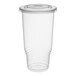 A clear 32 oz. heavy duty plastic cold cup with a flat lid.