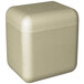 A beige cube-shaped insulated cooler with a black lid.