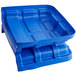 A blue plastic lid for a Lavex cube truck.