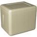 A beige insulated biodegradable cooler box with a lid.