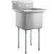 A Regency stainless steel sink with galvanized legs.