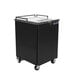 A black Beverage-Air wine refrigerator on wheels.