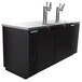 A black Beverage-Air wine kegerator on a bar counter with two taps.