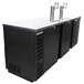 A black Beverage-Air wine dispenser with two taps on a black counter.