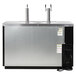 A black Beverage-Air kegerator with a stainless steel single and double wine tap.