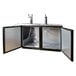 A black stainless steel Beverage-Air wine kegerator cabinet with two taps.