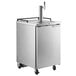 A stainless steel Beverage-Air wine kegerator on wheels.