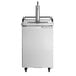 A stainless steel Beverage-Air wine dispenser with a rectangular white label.