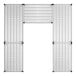 A white rectangular metal grid with many rectangular holes.