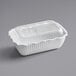 A white rectangular Choice deli crock with a clear lid.