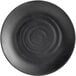 A black GET Nara melamine plate with a spiral pattern.