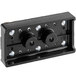 A black rectangular plastic terminal block with two holes.