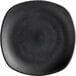 A black square melamine plate with a black rim.