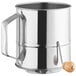 A silver stainless steel Fox Run Rotary Flour / Powdered Sugar Sifter with a wooden handle.