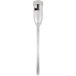 A silver cast aluminum flat beater with a hole on a white background.