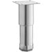 A silver metal leg with a square base for a Cooking Performance Group stock pot or wok range.