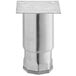 A silver metal adjustable leg with a square base.