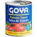 A can of Goya Spanish-Style Tomato Sauce with a white label.