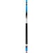 A blue and black Mizerak pool cue with a white tip.