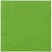 A close-up of a Hoffmaster Fresh Lime Green square paper napkin with a white border.