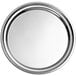 a silver plate with a round rim