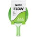 A green Stiga ping pong paddle with a white handle in a white and green package with black text.