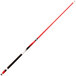 A red and black Mizerak pool cue with a white handle.