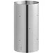 A stainless steel cylinder with holes.