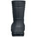 The back of a black Shoes For Crews Bullfrog Pro II work boot with yellow accents.