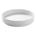A white round Cal-Mil Hudson melamine plate with a raised rim.