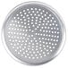 An American Metalcraft heavy weight aluminum pizza pan with perforations.