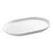 A white oval platter with a raised rim.