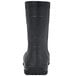 A black Shoes for Crews Bullfrog II work boot with rubber soles.