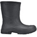 A black rubber Shoes for Crews Bullfrog II work boot with a rubber sole on a white background.