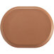A brown oval Cal-Mil melamine platter with a raised rim.