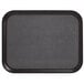 A black rectangular Cambro Versa tray with a non-skid surface.