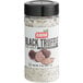 A white jar of Badia Black Truffle Sea Salt with a black and white label.