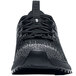 a close up of a black shoe