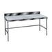 An Advance Tabco poly work table with a white surface and metal base.