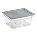 A clear plastic Vigor food pan with a lid.