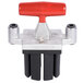 A red and silver Vollrath Redco 4 section wedge pusher.