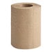 A roll of natural kraft 2-ply mini center pull paper towel.