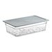 A clear plastic Vigor food pan with a lid.