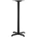 A black Lancaster Table & Seating Excalibur outdoor table base with a bar height column.